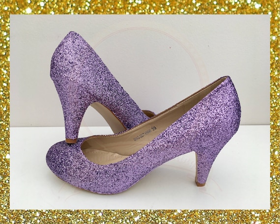 lilac glitter heels
