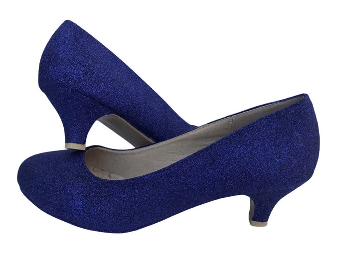 navy blue kitten heel wedding shoes