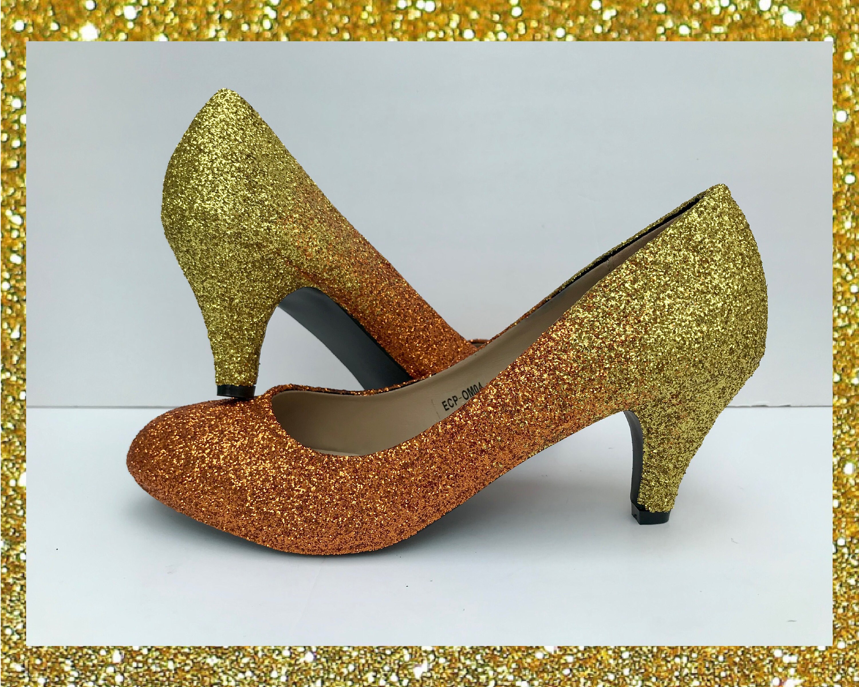 Orange and gold shoes shop