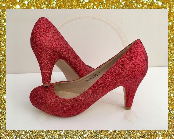 red glitter court shoes