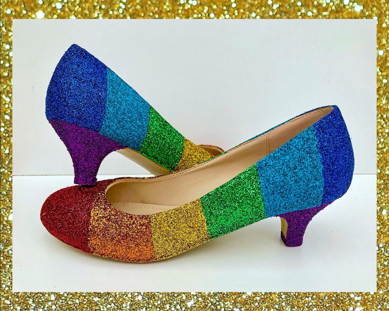Rainbow Kitten Heels Pride Glitter Heels Rainbow Kitten Etsy UK