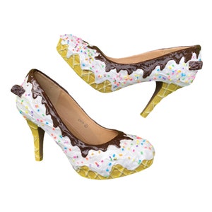 Icecream heels, Sculpted icecream shoes, 99 flake heels, Sundae shoes, Icecream custom heels, Ice cream high heels, Custom made shoes, Gift