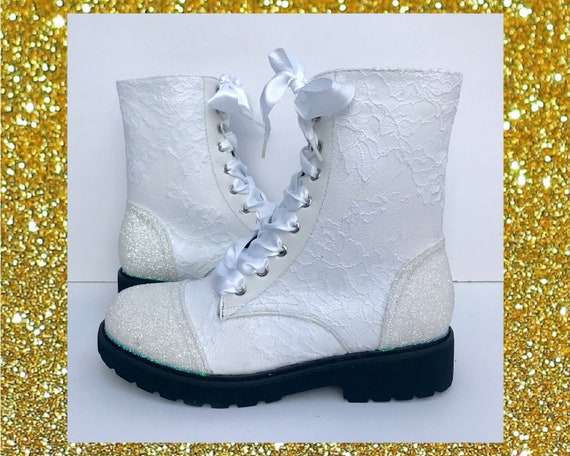 combat boots with white laces