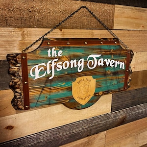 The Elfsong Tavern wooden sign - customization available!