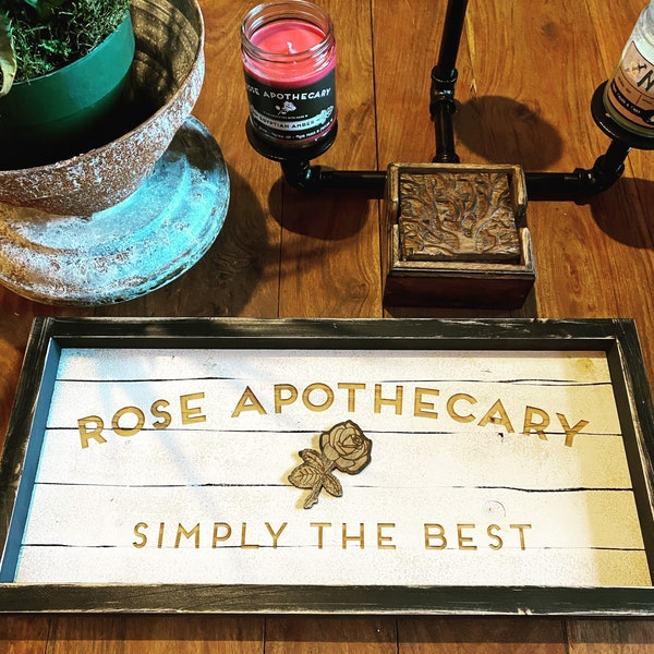 Rose Apothecary - framed farmhouse style sign