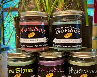 Rings themed scented soy candle - plus other fandoms | geeky, nerdy, gaming, pop culture