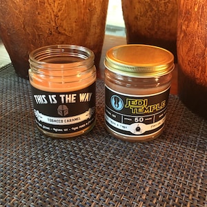 Star Wars themed soy candles, Mandalorian and Jedi - plus other fandoms! | geeky, nerdy, pop culture, video games, fantasy