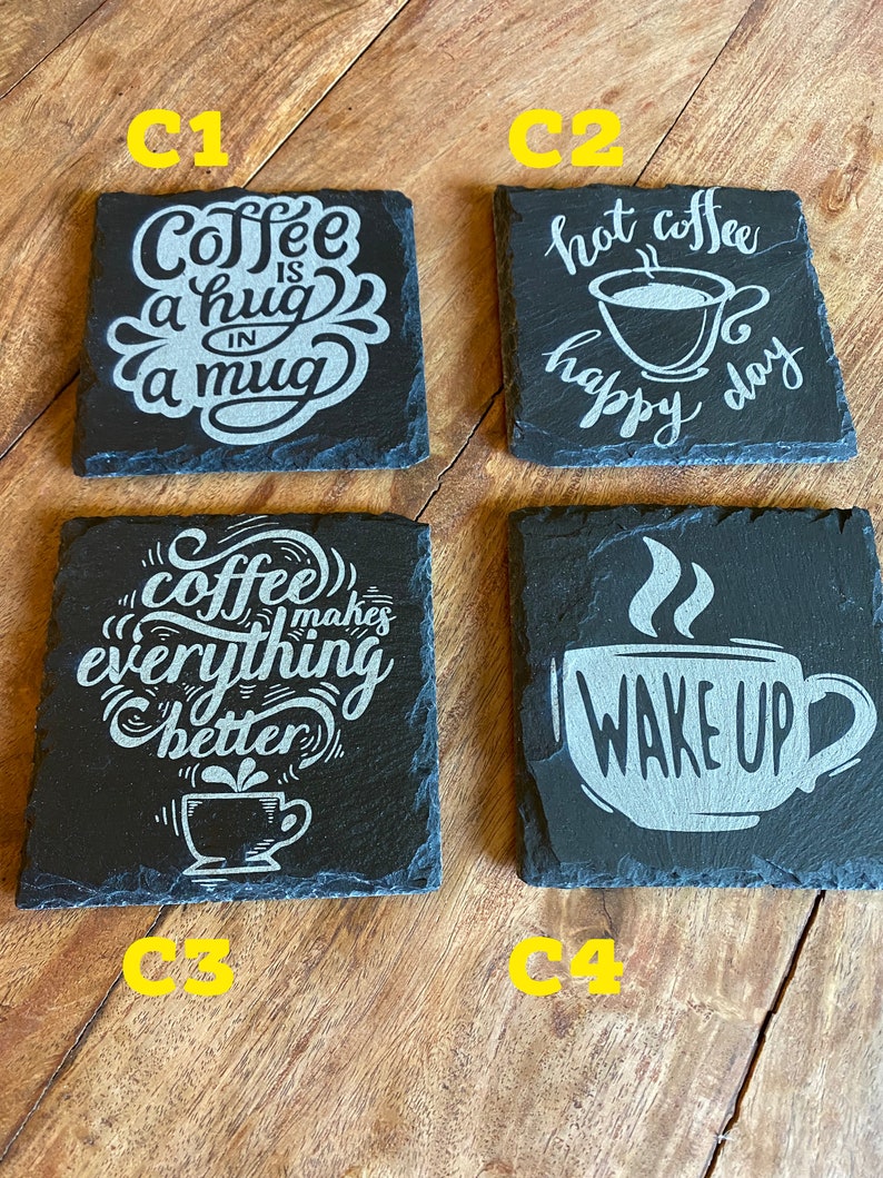 Natural Slate Drink Coasters (4) | Funny, Whiskey, Beer, Coffee - Etsy
