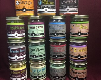 Fandom themed soy candles! Game of Thrones, Zelda, Lord of the Rings, NBC, Star Wars & more!