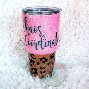 Chaos Coordinator Stanley Tumbler Straw Cup Topper Glitter Blue