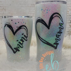 Mama and Mini Glitter Tumbler Set, Epoxy Sealed Cup