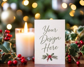 Weihnachtskarten-Mockup, 5x7 Hochformat-Weihnachtskarte (JPEG-Digitaldownload)