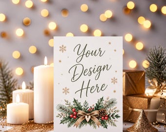 Weihnachtskarten-Mockup, Hochformat 5x7 Weihnachtskarte (JPEG-Digitaldownload)