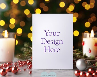 Weihnachtskarten-Mockup, Hochformat 5x7 Weihnachtskarte (JPEG-Digitaldownload)