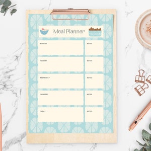 Digital Paper Printable A4 Meal Planner, Printable Stationery, Diet Planner, Digital Download, Print at Home, 8 x 11&quot;