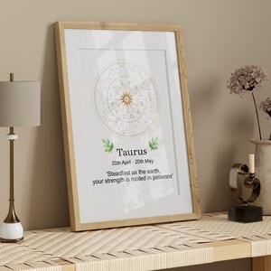 Taurus Zodiac, Astrological, Astrology, Downloadable Digital Print, Print at Home, Instant Download