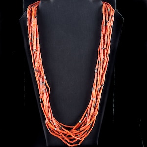 Vintage Sterling Silver Santo Domingo Multi-Strand Coral & Turquoise Necklace
