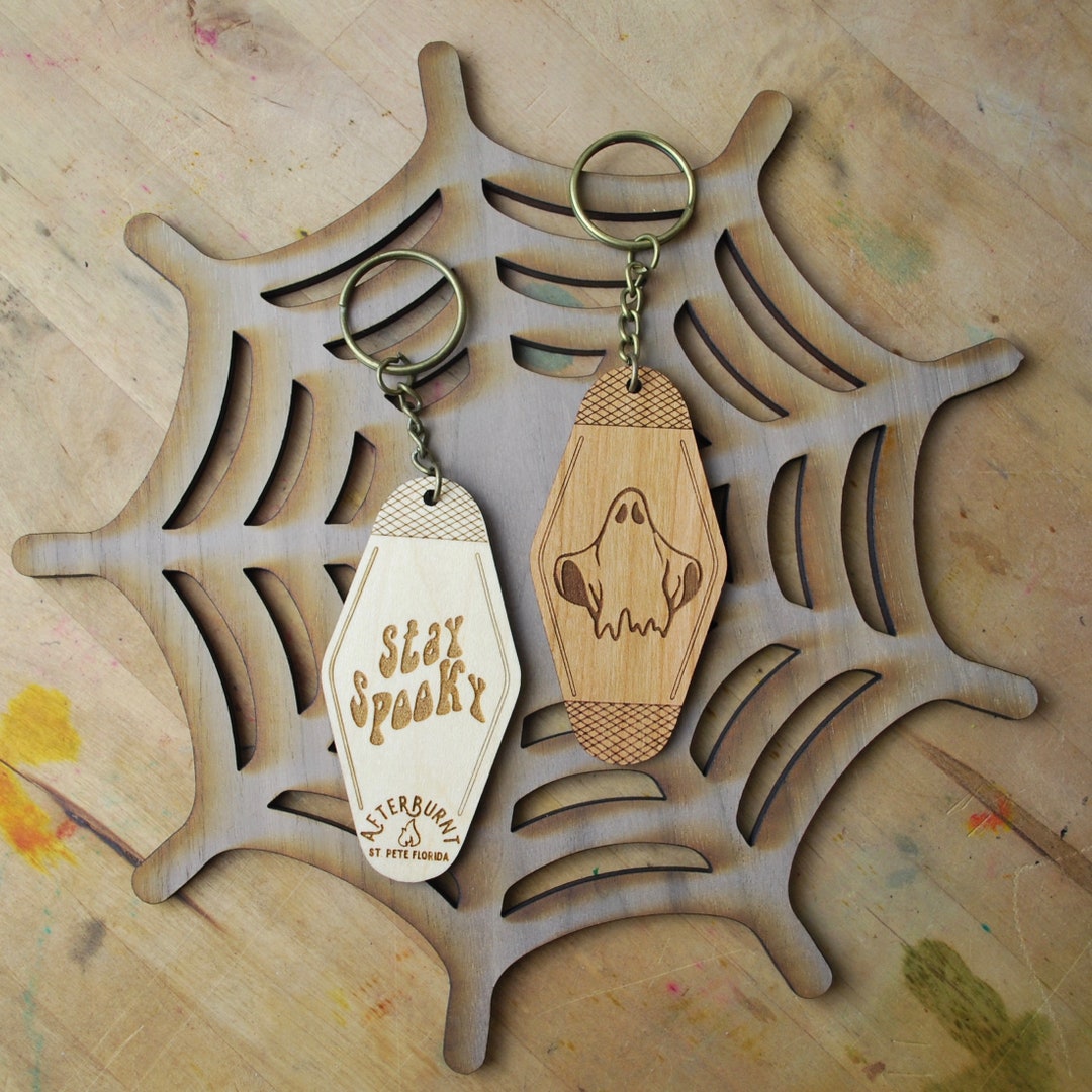 Stay Spooky Ghost Keychain, Halloween Retro Keychain, Spooky Halloween ...