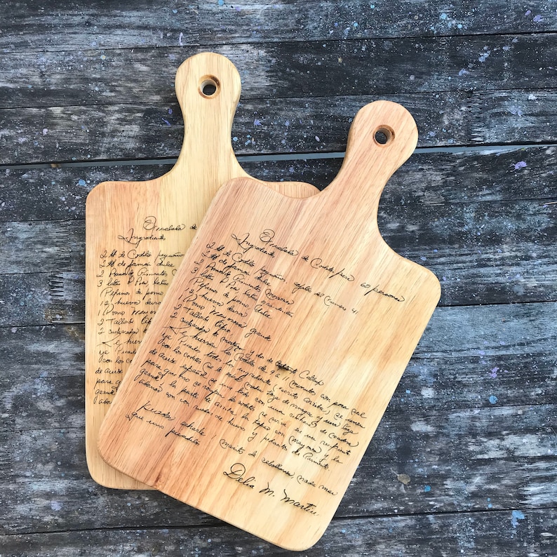 Custom Handwritten Recipe Cutting Board Wood Engraved Etsy