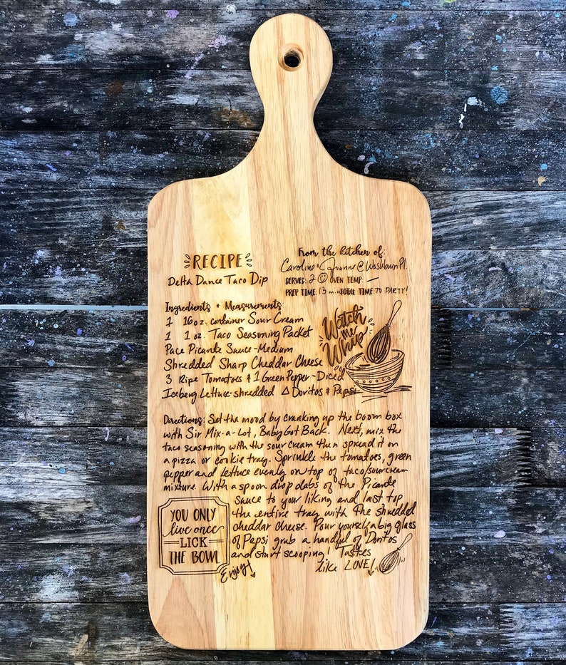 Custom Handwritten Recipe Cutting Board Wood Engraved Etsy