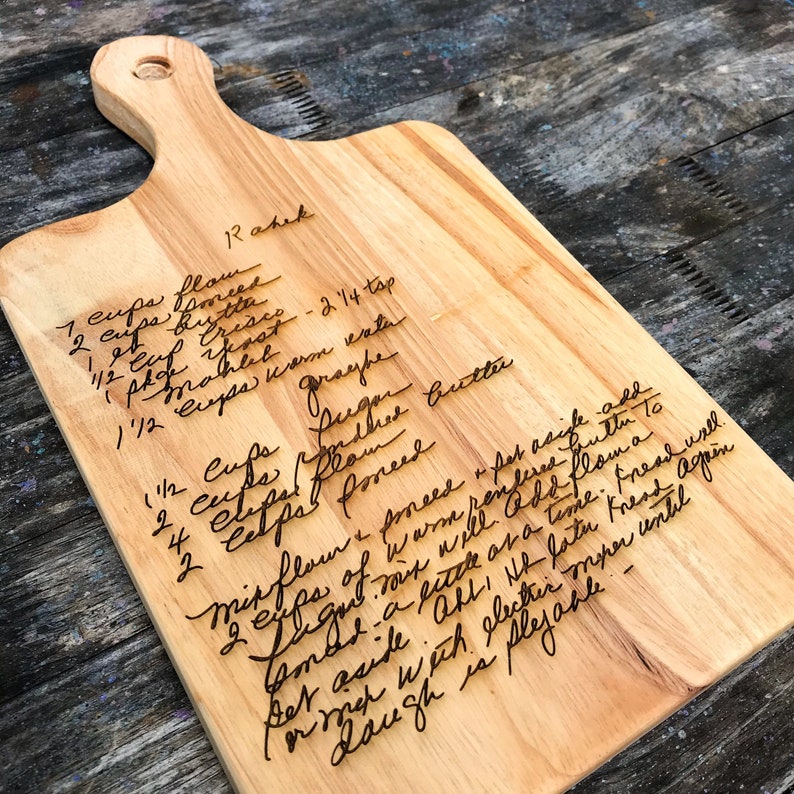 Custom Handwritten Recipe Cutting Board Wood Engraved Etsy