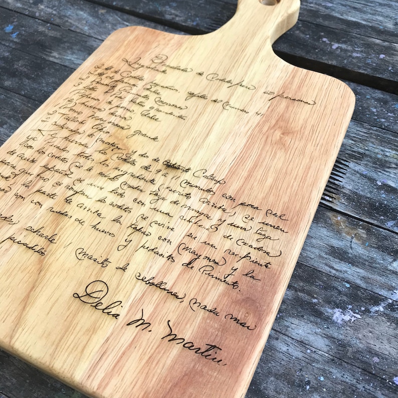 Custom Handwritten Recipe Cutting Board Wood Engraved