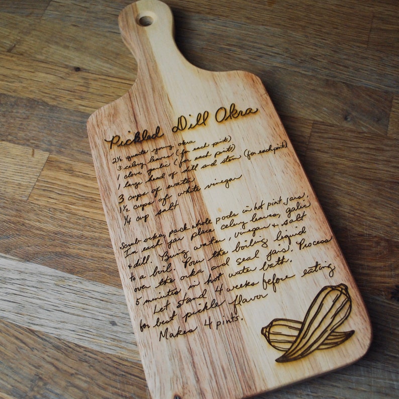Custom Handwritten Recipe Cutting Board Wood Engraved