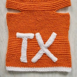 Handmade Crochet Pembroke Welsh Corgi Sweater UT Austin Longhorns American Football, Dog Clothing, Knit Dog Coat image 2
