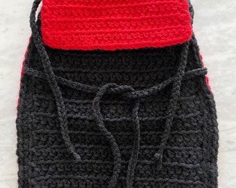 Crochet Count Drakula Cape In Black and Red