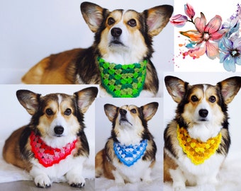 Spring Fling 4 Piece Bandana Set | Corgi Bandana Set | Cute Bandanas for Dogs Puppies