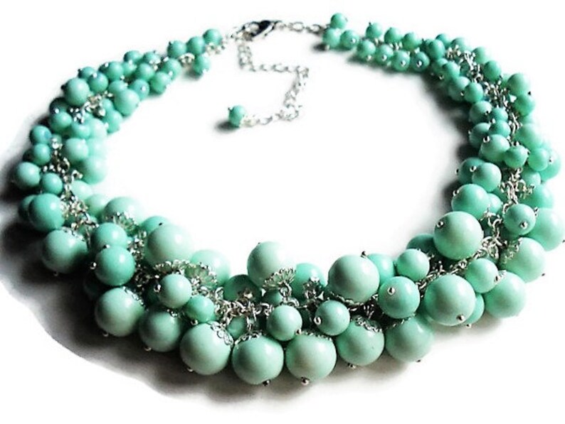 Women’s Peppermint Green Chunky Bead Choker Necklace