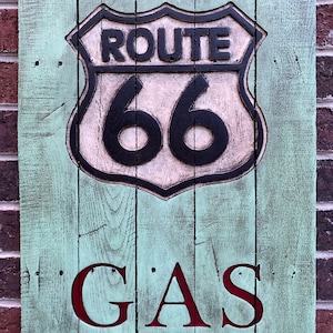 Hand Carved Oak ‘Route 66’ Sign
