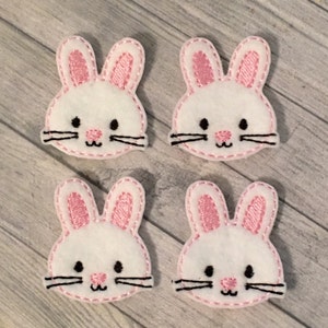 4 white bunny rabbit felties 1.75"