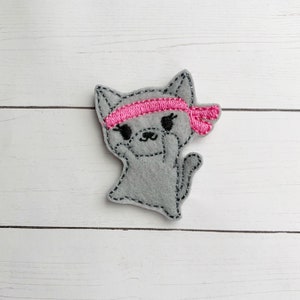 4 grey karate cat felties