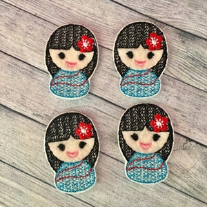 4 Japanese kokeshi doll version 3 felties 2&quot;