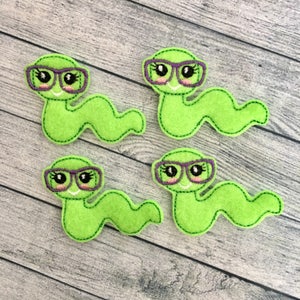 4  girlie nerdy book worm felties 1.5&quot;x2&quot;