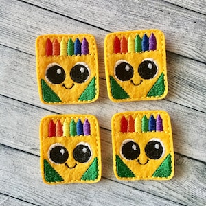 4 cute crayon box felties 1.75&quot;