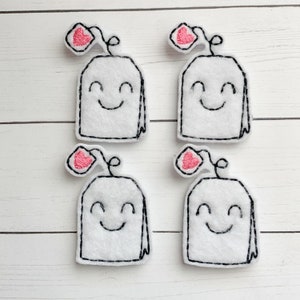 4 happy tea bag felties multiple sizes available