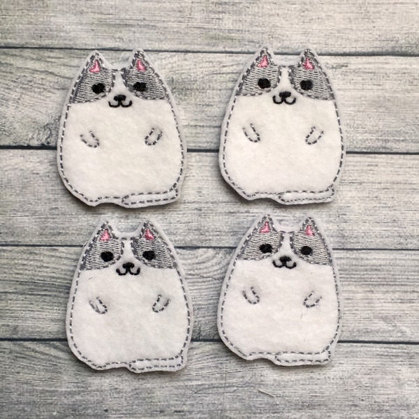 4 white fat cat felties 2"