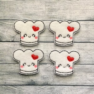 4 kawaii chef hat felties 1.75&quot;