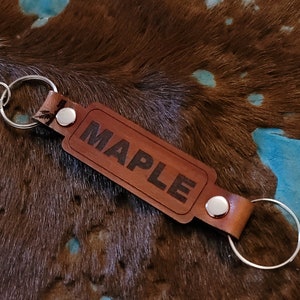 Genuine Leather PERSONALIZED Double Ended Keychains, Customize with your Name