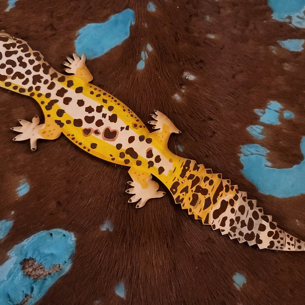 Lasered Leopard Gecko, Leather Lizard Bracelet