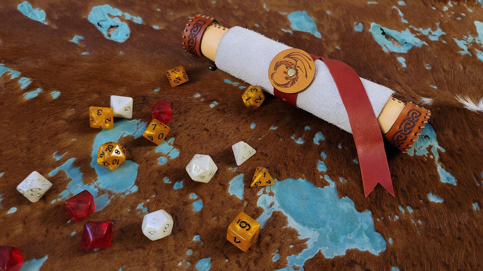 Leather Dice Scroll Roll up Dice Mat Tray Hand Made Etsy