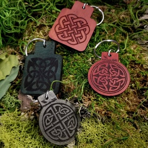 Various Leather Keychains, Celtic Knot Collection