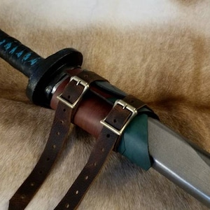 Adjustable Leather Vertical Upright Straight Sword Sheath Scabbard