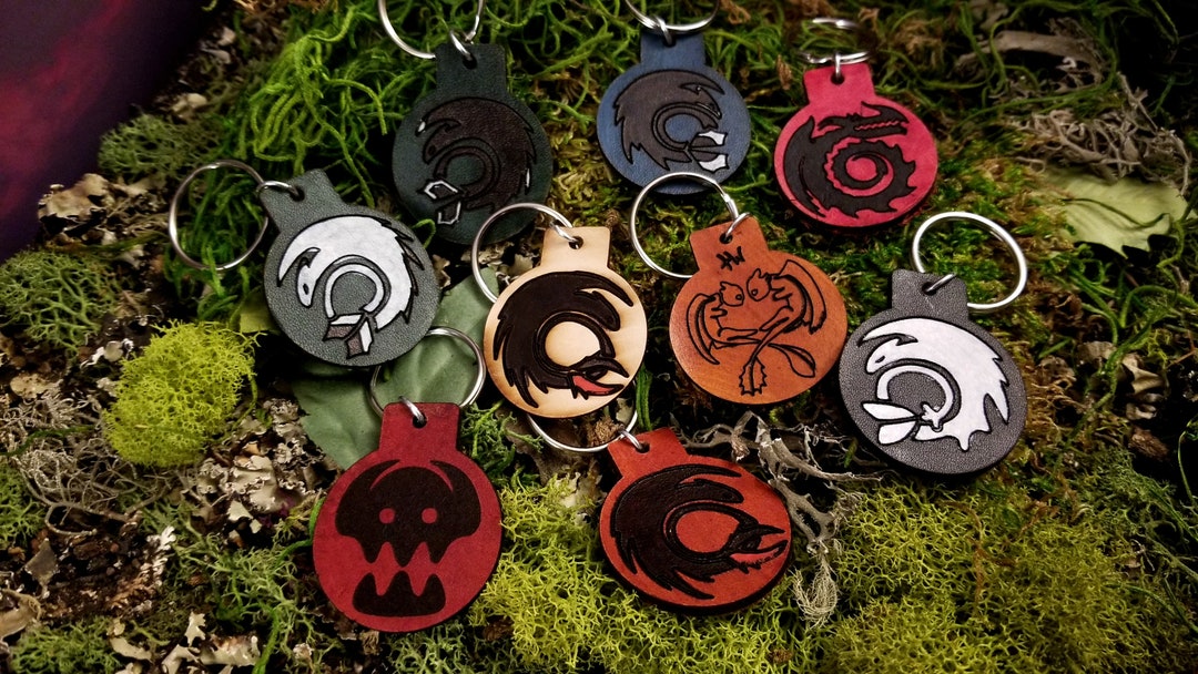 Leather Toothless Light Fury Night Light Keychains and HTTYD Symbols Etsy