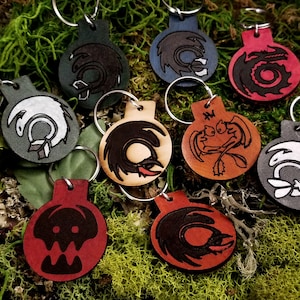 Leather Toothless Light Fury & Night Light Keychains and HTTYD Symbols