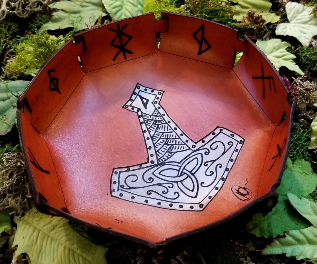 Mjolnir Leather Dice Bowl Etsy