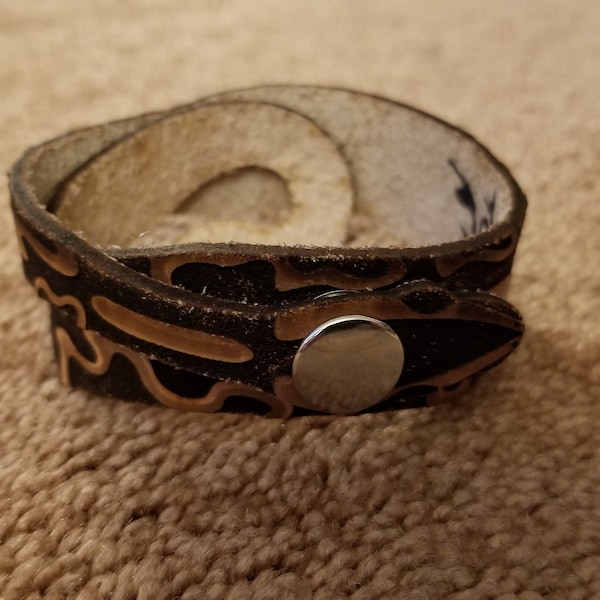 Laser Cut Snake Bracelet, Ball Python Leather Bracelet, Snakelet