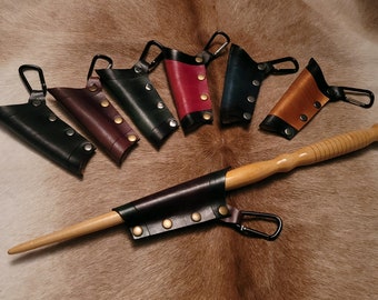 Small Pointed Leather Wand Holster Sheath WITH CLIP and new colors